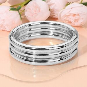 iFashionBox Silver Stackable Bangle Bracelet Set